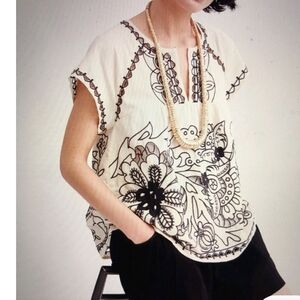 Anthropologie Marnie Embroidered Blouse Top Vanessa Virginia  4